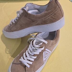 Iceberg Atena Tan and White Suede Sneakers with Rubber Sole